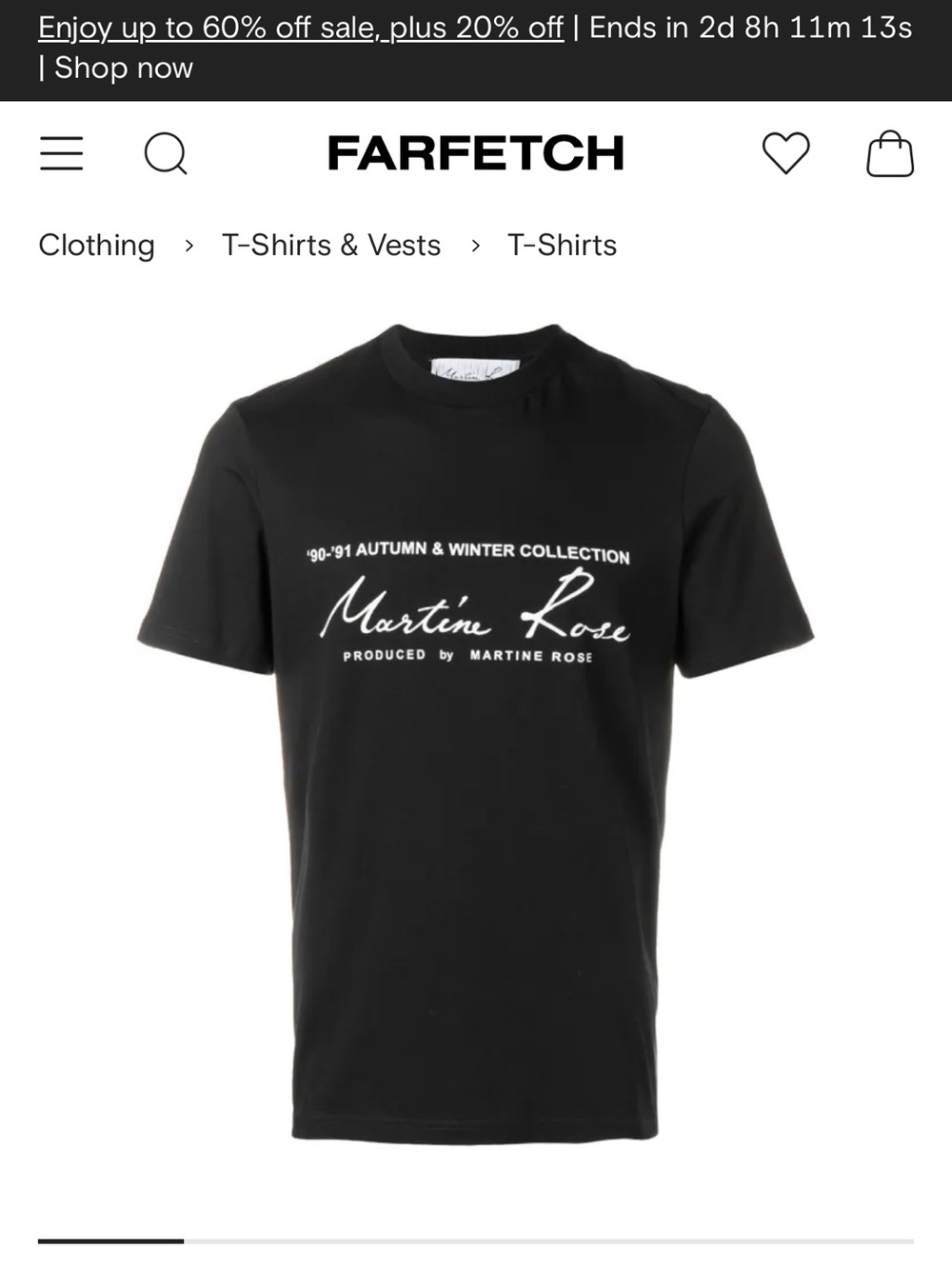 Martine Rose Black T-Shirt with White Script Logo